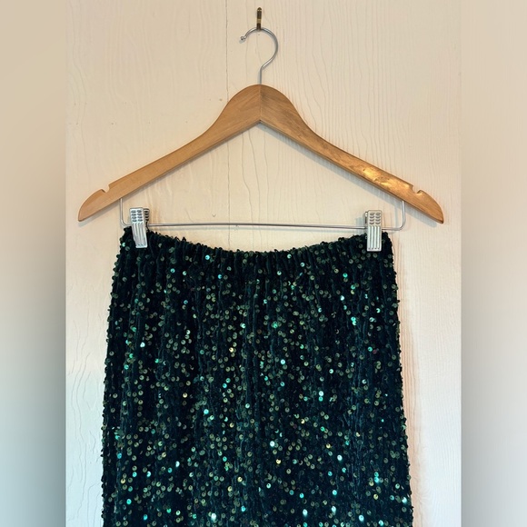 ✨ Custom Handmade EMERALD GREEN Sequin Velvet Velour Wide Leg Palazzo Pants - Picture 8 of 11